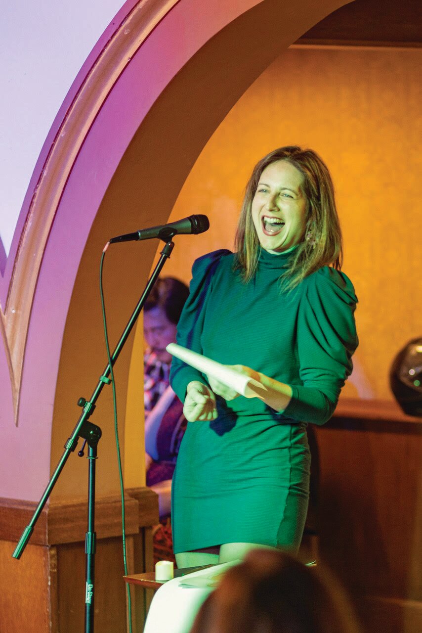 Bonnie Obremski, featured in this year’s 
“Who’s Who,” gives a laugh-filled speech 
at last week’s celebration.